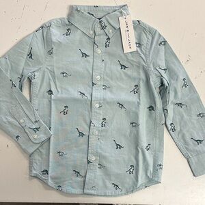 Janie and Jack Spring Dinosaur Oxford Dress Shirt 4 NWT
